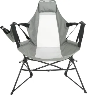 Hammock Camping Chair 2 Pack, Portable Folding Rocking Chair with Pillow, Cup Holder and Carry Bag, Aluminum Alloy Adjustable Back Swinging Chair Recliner for Outdoor Travel Lawn Backyard, Grey