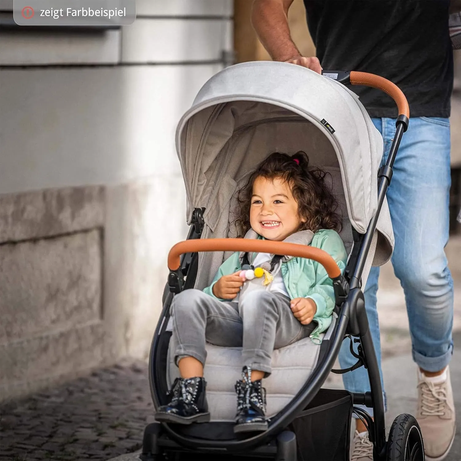 Hauck Uptown Deluxe Stroller - One-Handed Compact Folding, Fully Reclining, Adjustable Height, Cup Holder, Up to 55 lbs. Max Weight - Melange Black