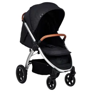 Hauck Uptown Deluxe Stroller - One-Handed Compact Folding, Fully Reclining, Adjustable Height, Cup Holder, Up to 55 lbs. Max Weight - Melange Black
