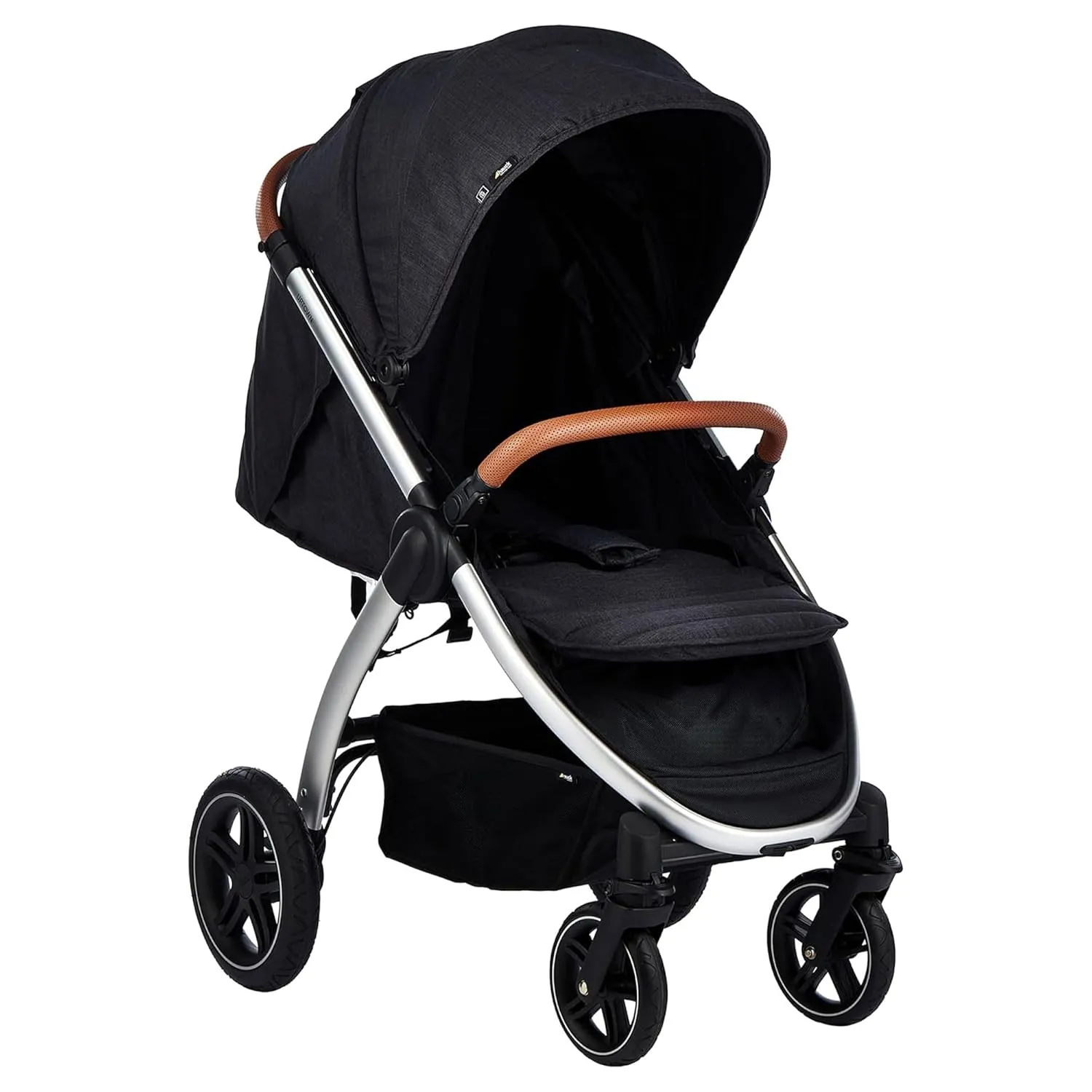 Hauck Uptown Deluxe Stroller - One-Handed Compact Folding, Fully Reclining, Adjustable Height, Cup Holder, Up to 55 lbs. Max Weight - Melange Black