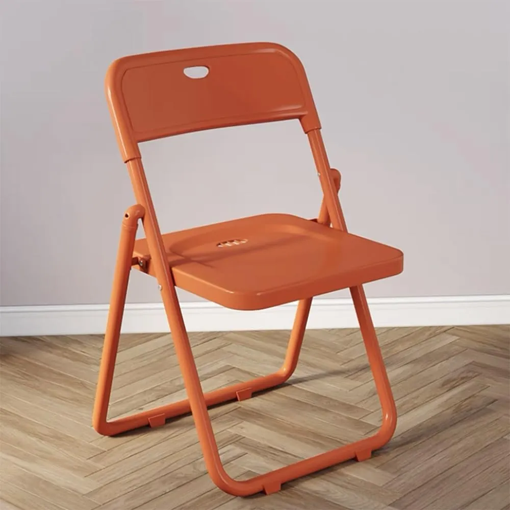 HCZION Plastic Folding Chair Outdoor Stackable Chair Portable Dining Chairs Fold Up Party Chair Garage Folding Stool with Backrest Lightweight Camping Chair (Color : Orange)
