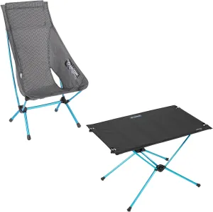 Helinox Chair Zero and Table One Hard Top - Blue Aluminum Camping Chair and Table Combo - Lightweight, High Back, Recliner, Outdoor Use