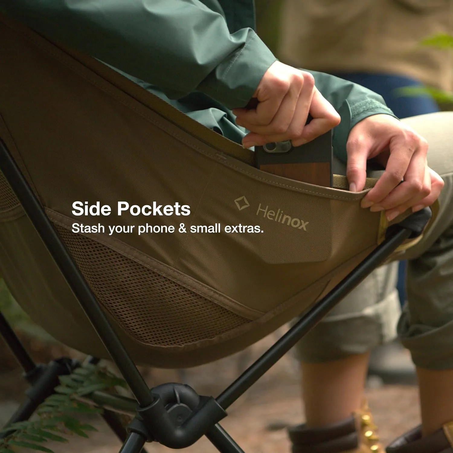 Helinox Sunset Chair Lightweight, High-Back, Compact, Collapsible Camping Chair, Flame Multiblock, with Pockets