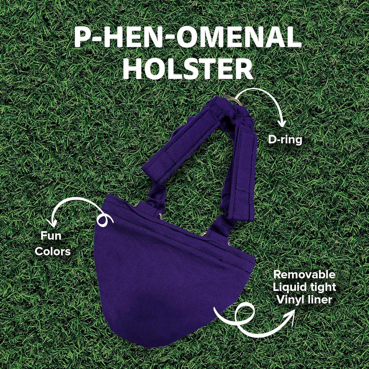 Hen Holster Bikini Diaper, Bird Diaper & Harness for Hens, Roosters, Ducks, Geese - with Removable Vinyl Liner, Adjustable Fit for Outdoor Adventures & Indoor Use - Easy to wear - S/M, Purple