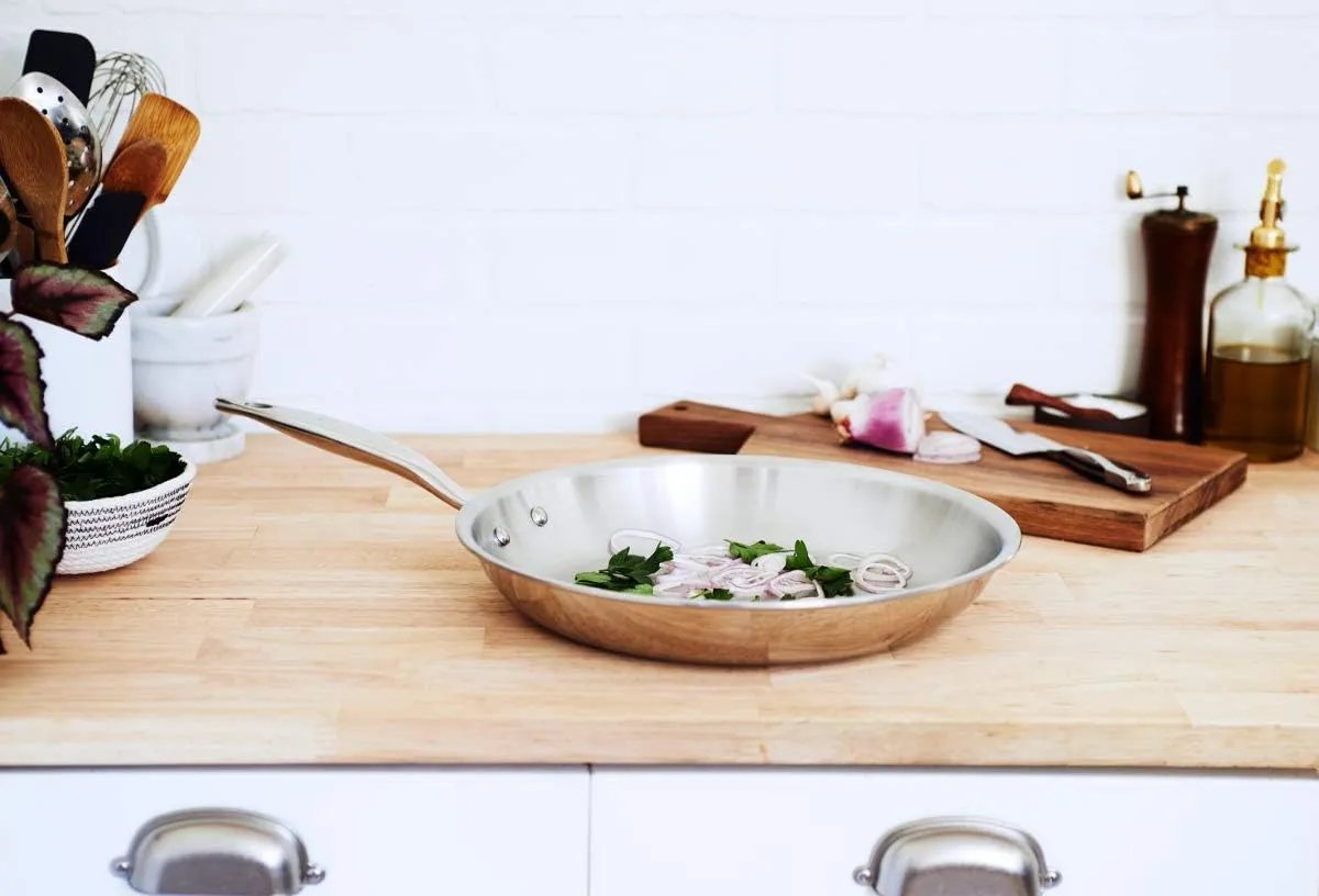 Heritage Steel 12 Inch Fry Pan | Made In USA | Titanium Series | 316Ti Skillet with Stay Cool Handle | Fully Clad Stainless Steel Pan with 5-Ply Construction | Induction Ready & Non Toxic
