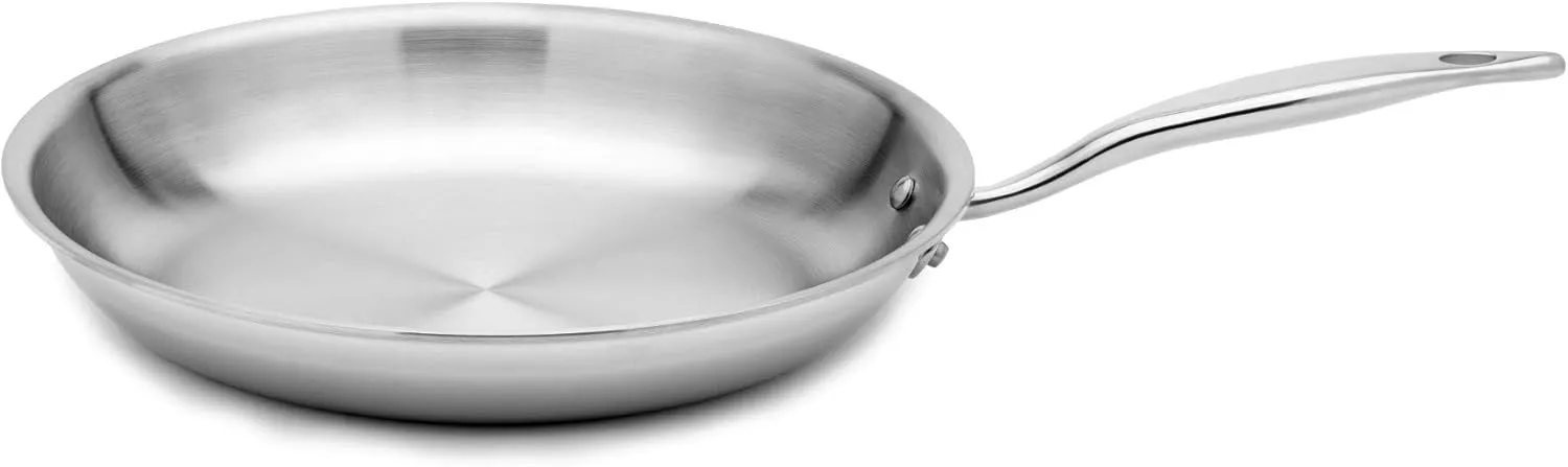 Heritage Steel 12 Inch Fry Pan | Made In USA | Titanium Series | 316Ti Skillet with Stay Cool Handle | Fully Clad Stainless Steel Pan with 5-Ply Construction | Induction Ready & Non Toxic