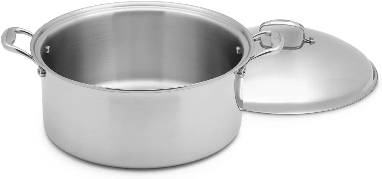 Heritage Steel 12 Quart Stock Pot with Lid - Titanium Strengthened 316Ti Stainless Steel with 5-Ply Construction - Induction-Ready and Fully Clad, Made in USA