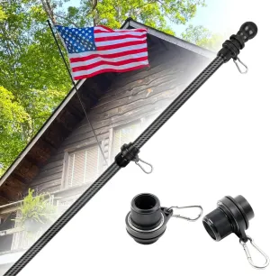 HIBLE Tangle Free Flag Pole 7 FT Carbon Fiber Flag Pole 1 Inch Black Flag Pole for House 6 Sections Adjustable Flag Poles (Flag Pole Only)