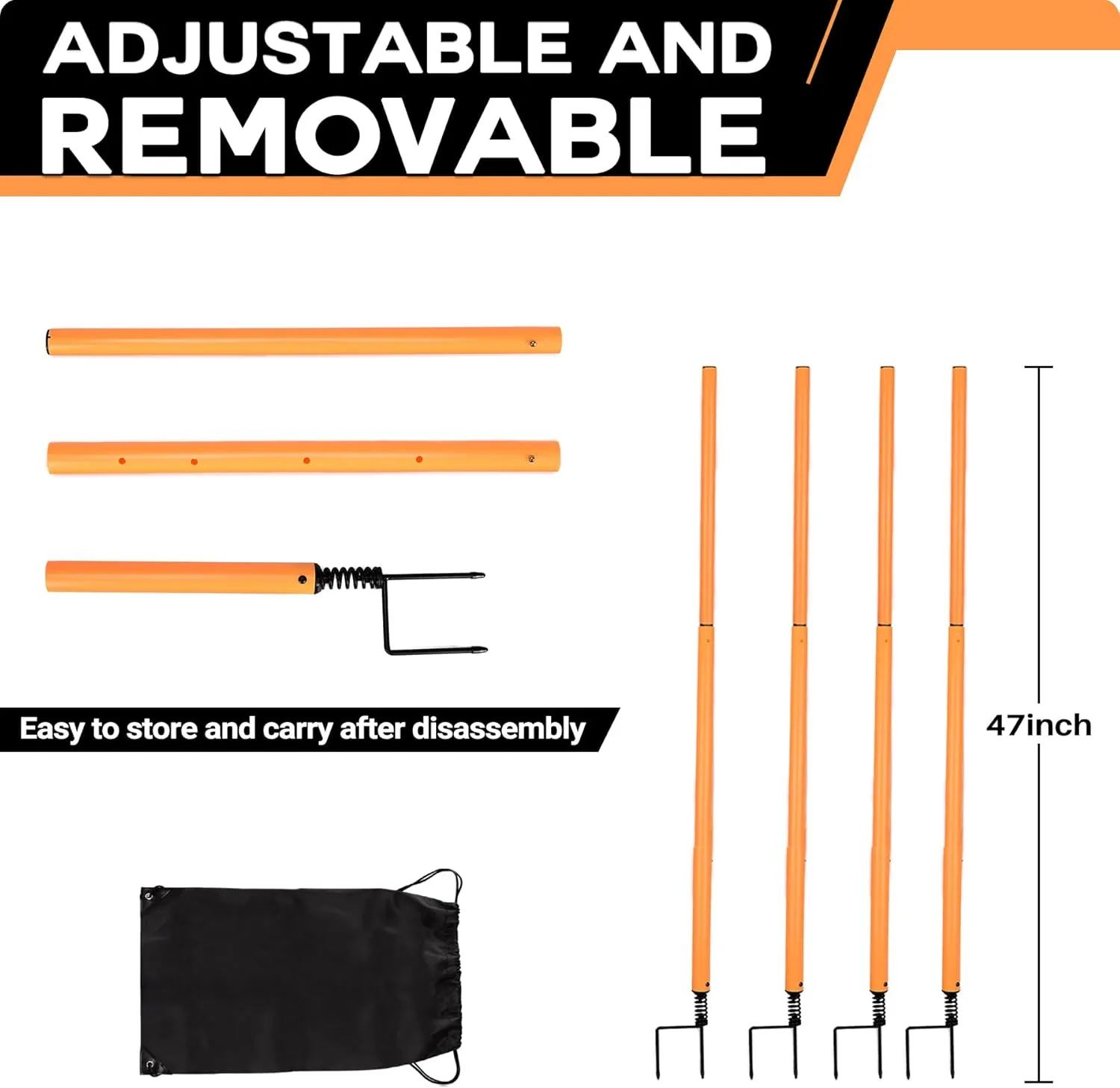 Hikeen Removable Soccer Agility Training Poles Adjustable for Football Training Outdoor Sports Speed Training Equipment 4cps or 6pcs