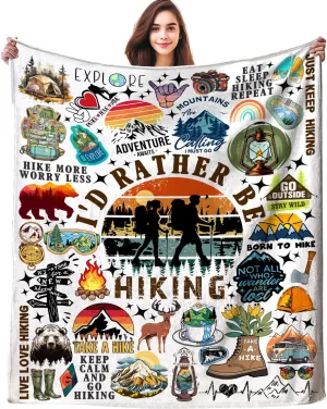 Hiking Blanket Hiking Gifts for Women Men Stuff Plush Blankets and Throws Hiking Gifts for Men Women Boys Teens Hiking Lovers Birthday Party Decorations Camping Fishing 50"X40"