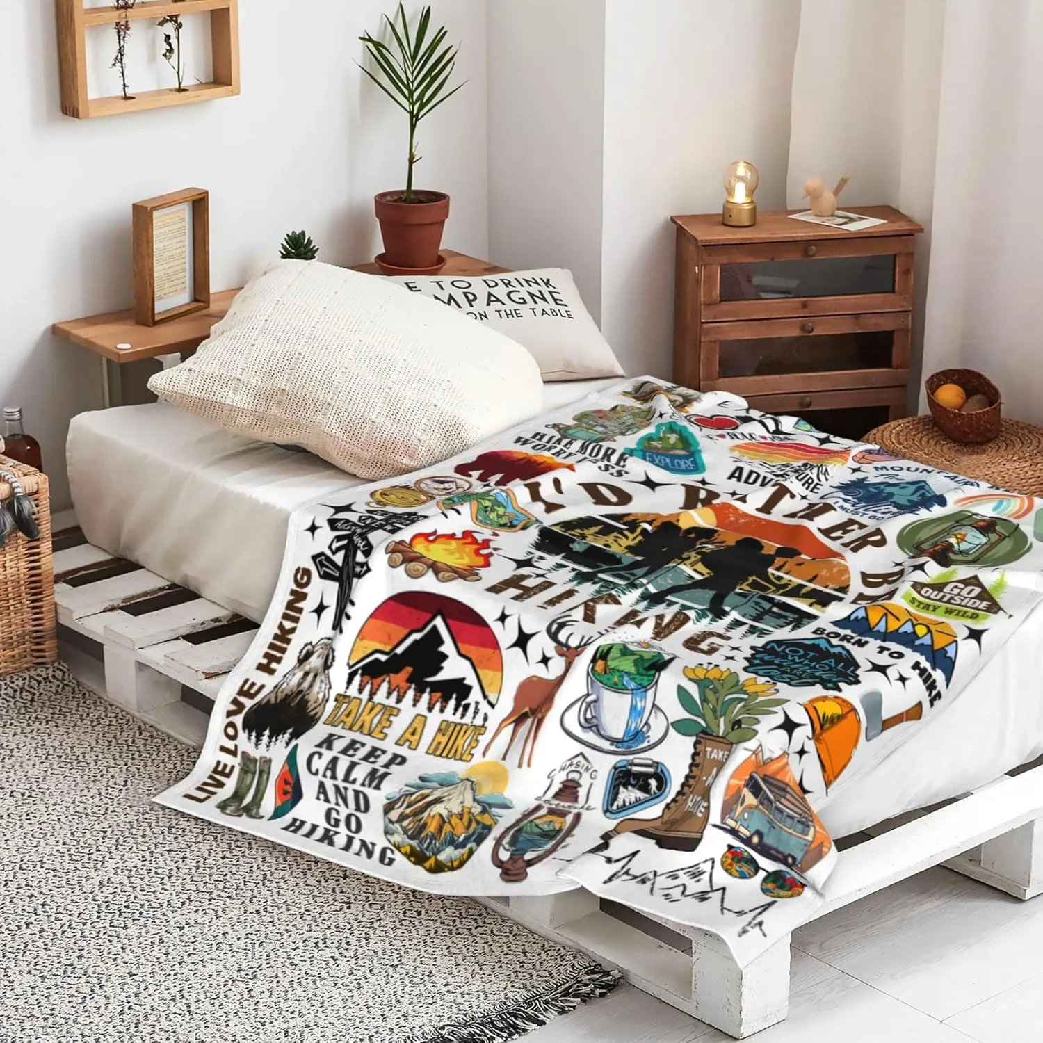 Hiking Blanket Hiking Gifts for Women Men Stuff Plush Blankets and Throws Hiking Gifts for Men Women Boys Teens Hiking Lovers Birthday Party Decorations Camping Fishing 50"X40"
