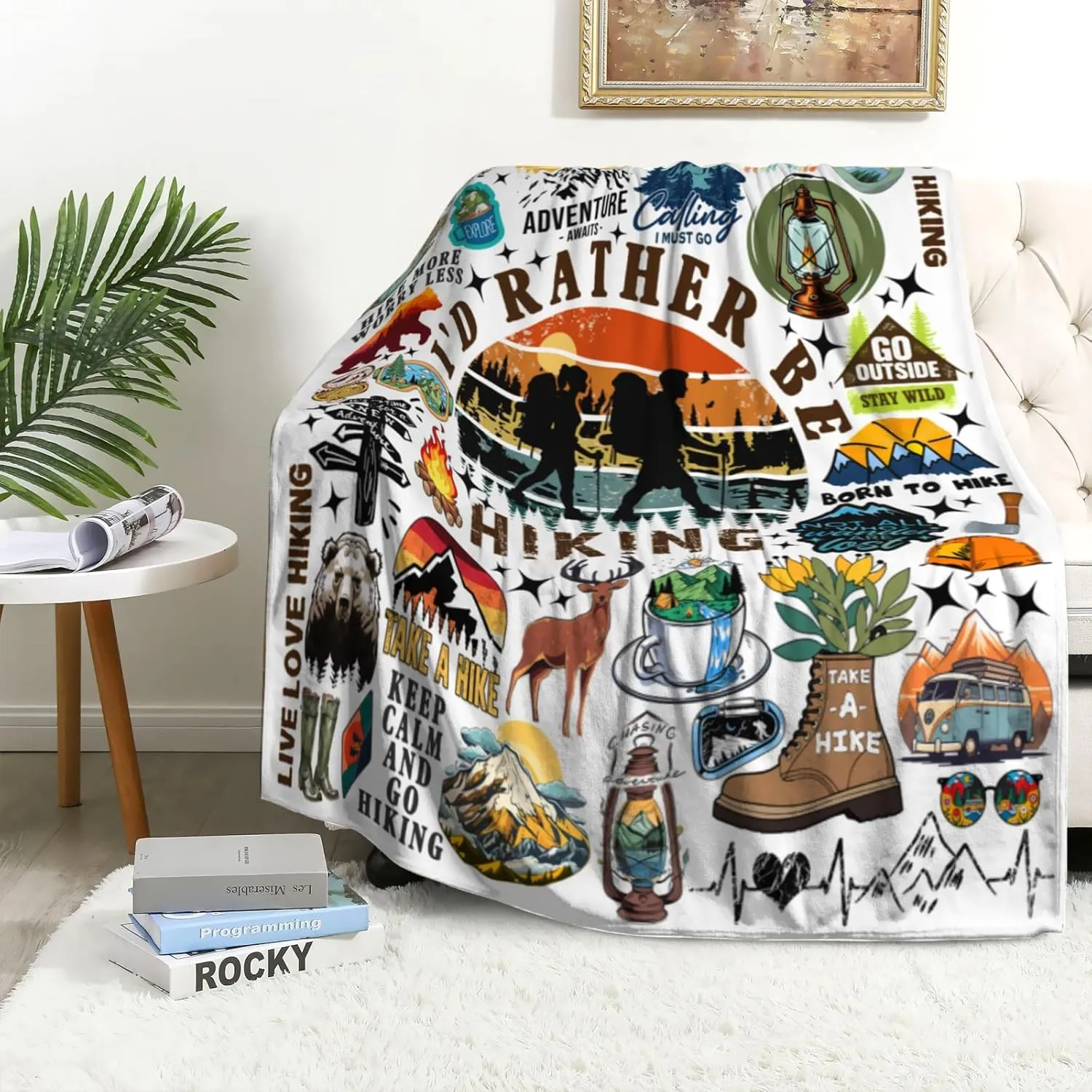 Hiking Blanket Hiking Gifts for Women Men Stuff Plush Blankets and Throws Hiking Gifts for Men Women Boys Teens Hiking Lovers Birthday Party Decorations Camping Fishing 50"X40"
