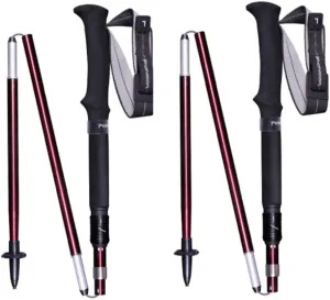 Hiking Trekking Poles 2-Pack Lightweight Aluminum Alpenstocks Mountaineering Anti Shock Trekking Poles Ultra Strong Locking with Accessories and Carrying Bag for Hiking, Camping fo