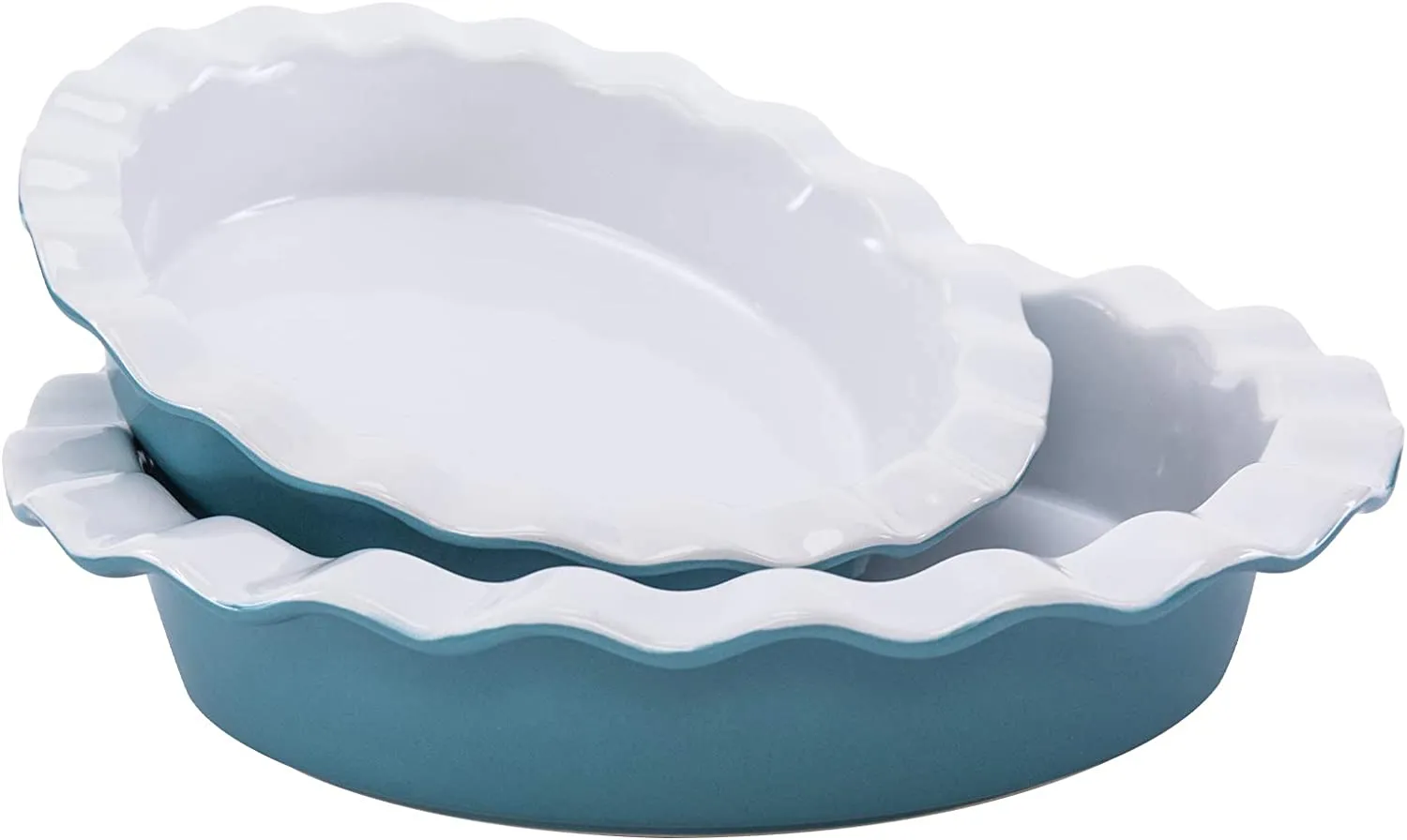 Hompiks Pie Pan Pie Dish 36 oz Pie Pans for Baking Oven Kitchen Porcelain Pie Plate Blue Pie Dishes for Apple Pie Pumpkin Pie(2 Pack, 8 Inch and 6 Inch)