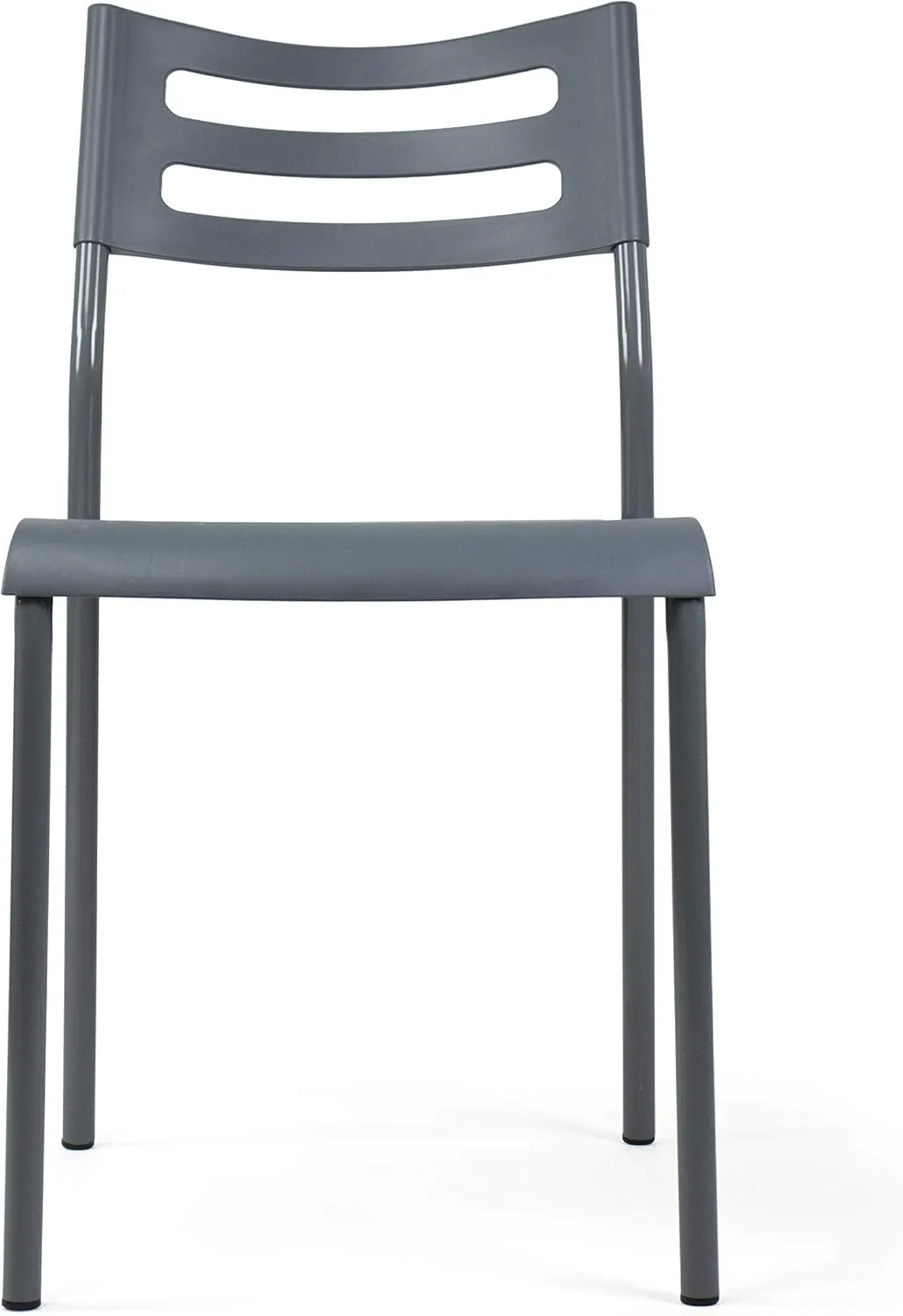 Humble Crew Desk Chair no Wheels, Grey, 16"W x 19"D x 30"H, 200 lbs Max - Lightweight Plastic Chair for Small Spaces - Premium Stackable Minimalist Chair for Office, Dorm, Bedroom, Dining, and More