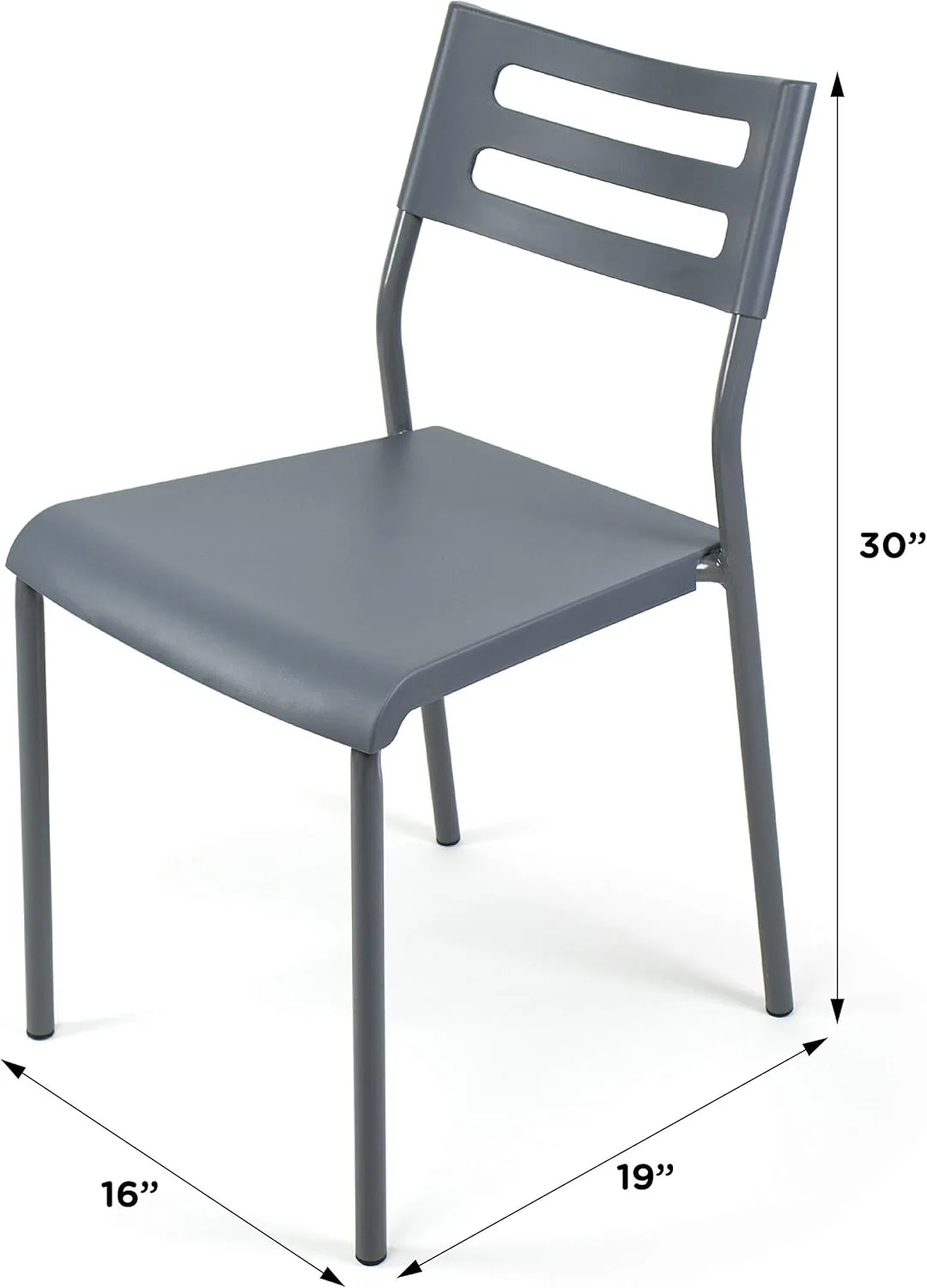 Humble Crew Desk Chair no Wheels, Grey, 16"W x 19"D x 30"H, 200 lbs Max - Lightweight Plastic Chair for Small Spaces - Premium Stackable Minimalist Chair for Office, Dorm, Bedroom, Dining, and More