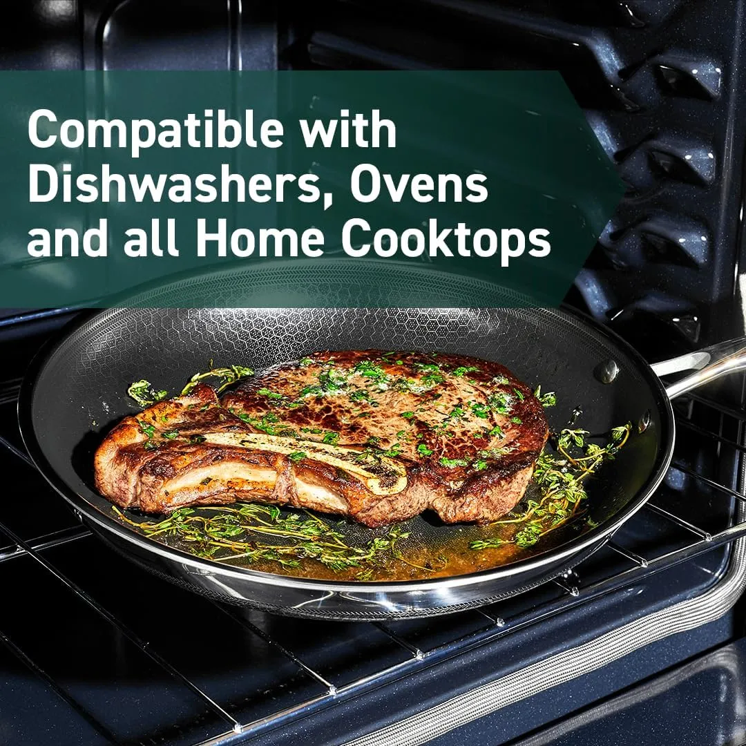 Hybrid Nonstick 12-Inch Frying Pan with Tempered Glass Lid, Stay-Cool Handle, Dishwasher-Friendly, Oven-Safe Up to 900°F, Compatible with All Cooktops - Cookware