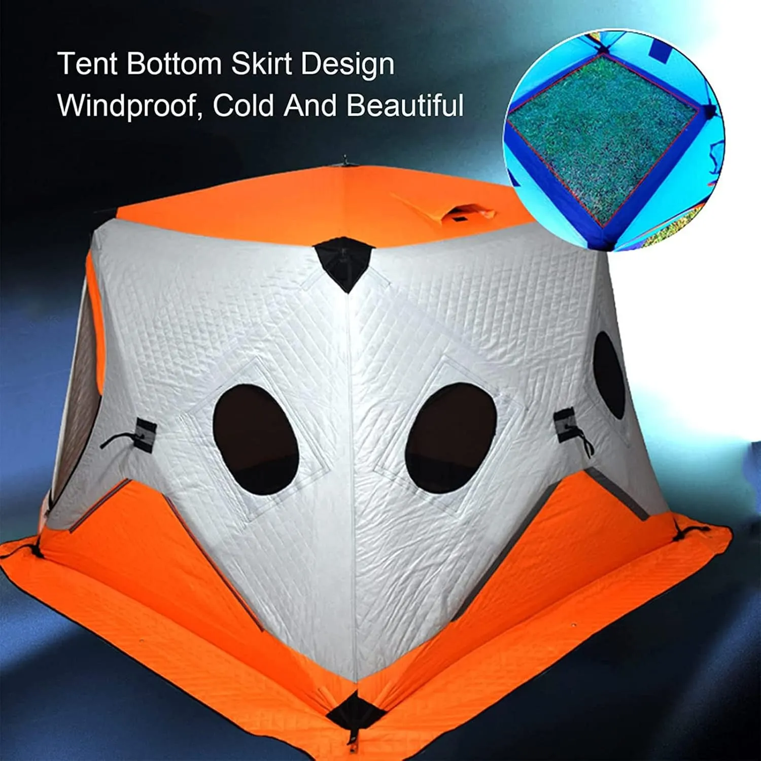 Ice Fishing Shelter Thickened Winter Outdoor Waterproof Winterized Tent Warm Cotton Camping Tent with Pegs and Ropes