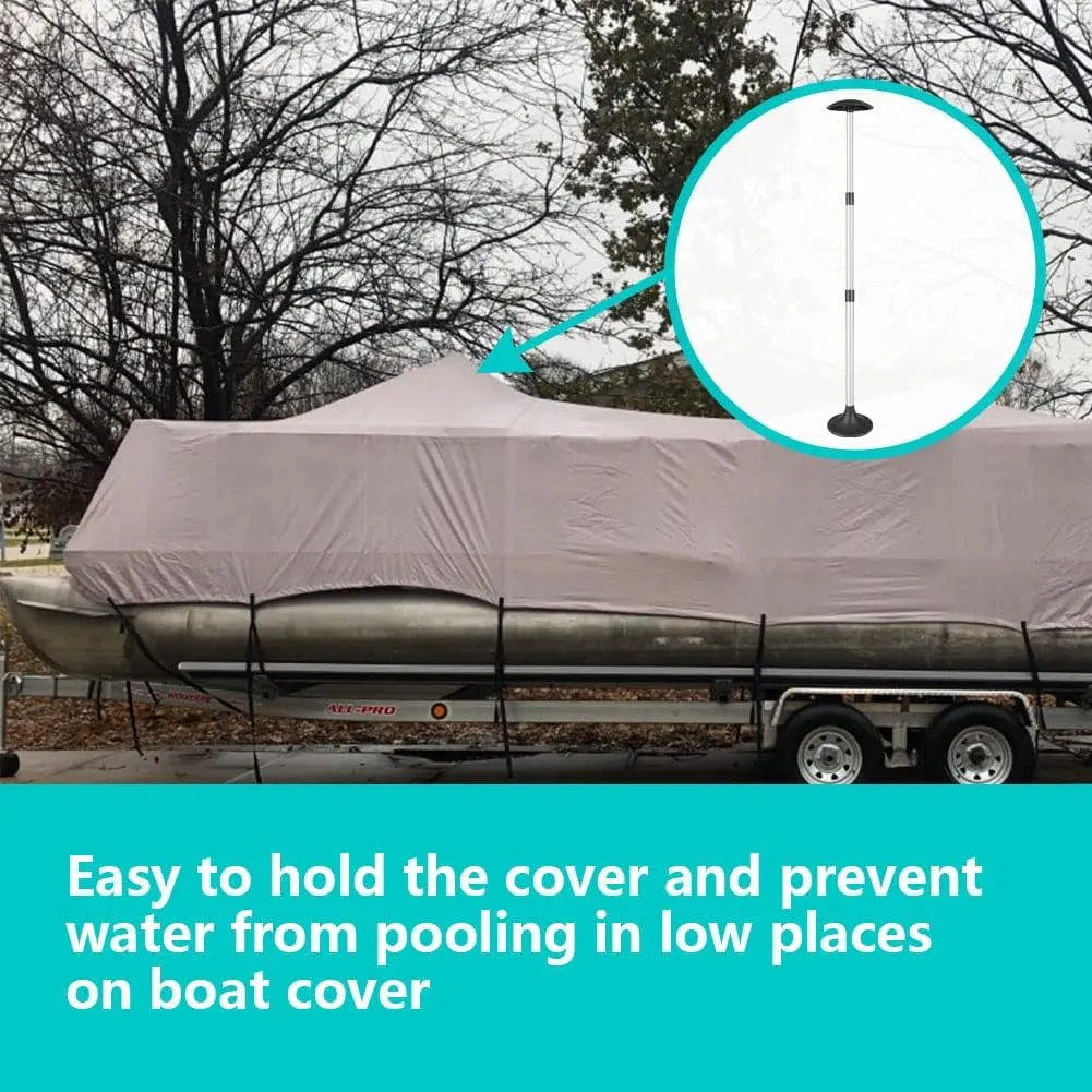 iCOVER Boat Cover Support Pole-Height Adjustable Aluminum Telescoping Pole and Webbing Strap Prevent Water from Sagging