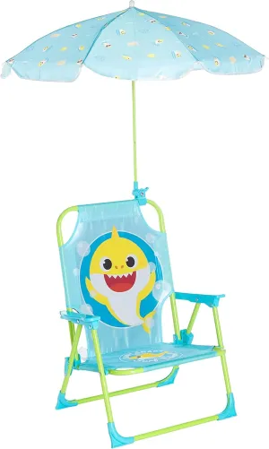 Idea Nuova Baby Shark Kids Outdoor Chair with Umbrella - Adjustable, Portable, Perfect for Beach or Pool