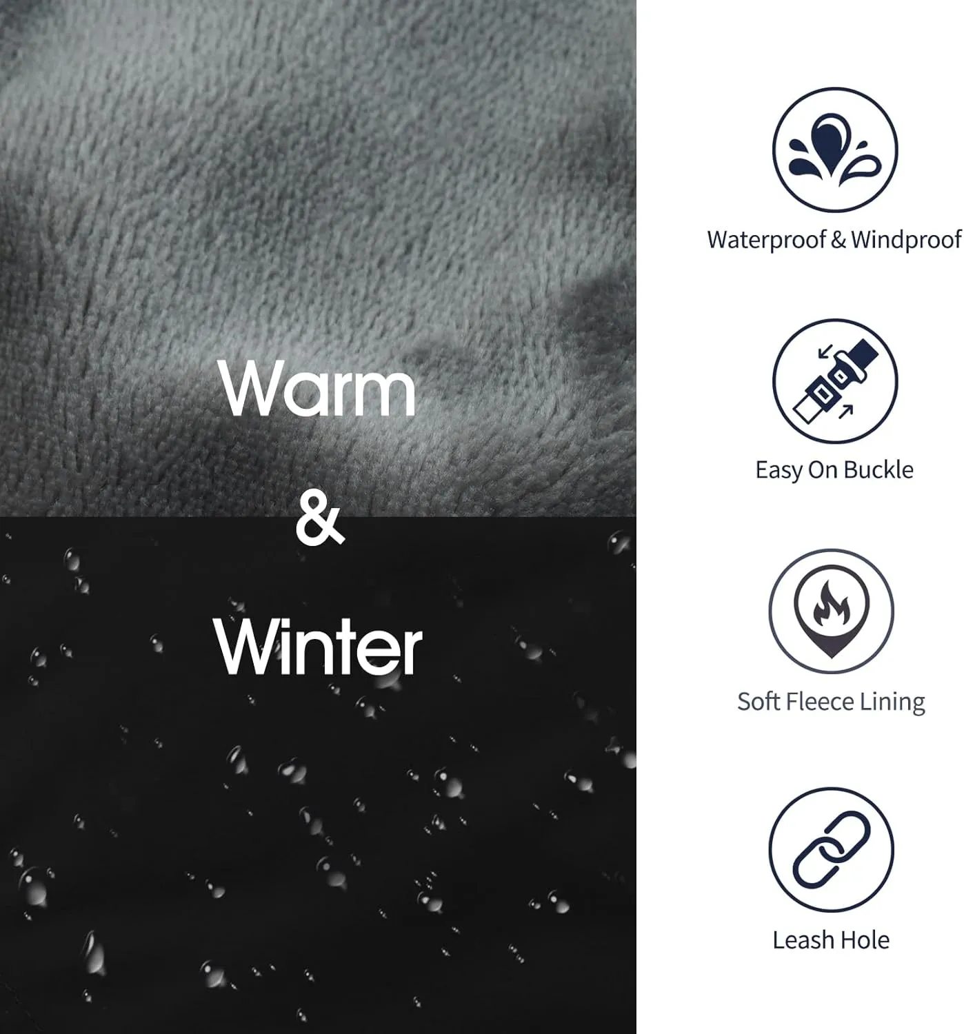 IECOii Extra Warm Dog Coat - Reflective, Adjustable Winter Jacket with Buckle & Turtleneck for Small to Extra Large Dogs