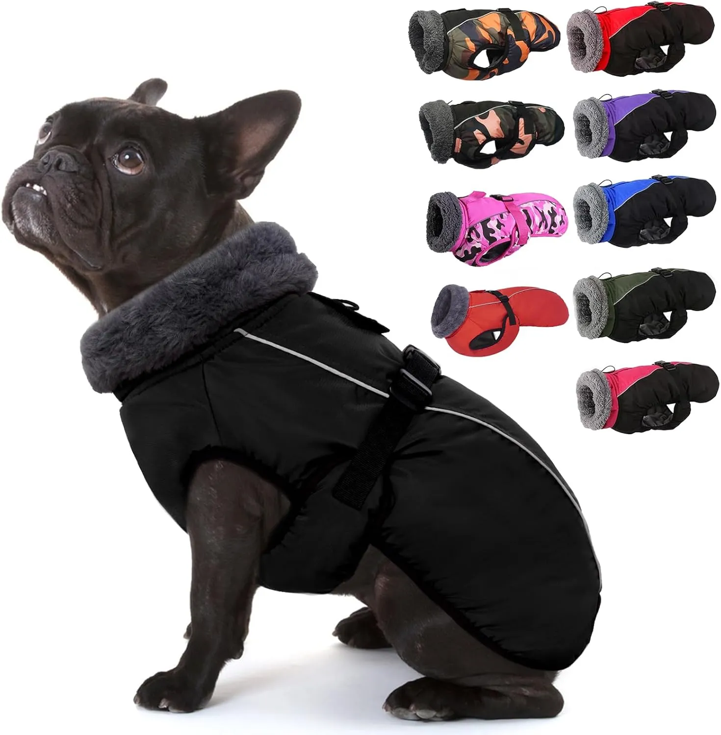 IECOii Extra Warm Dog Coat - Reflective, Adjustable Winter Jacket with Buckle & Turtleneck for Small to Extra Large Dogs