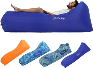 Inflatable Lounger Ergonomic Air Sofa Couch, Portable Beach & Camping Chair, Water Proof Couch for Picnics Hiking Outdoor Music Festivals, Lightweight and Easy Setup (Blue)