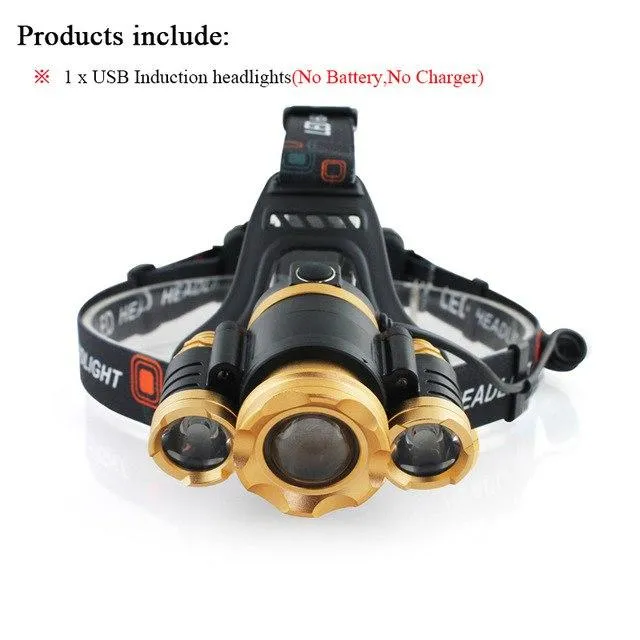 IR Sensor head light USB Induction headlamp cree xml 3t6 led headlight zoom waterproof head lamp head torch 18650 charge battery
