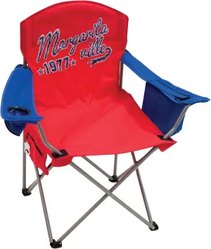 Island Lifestyle Portable Quad Chair with Beverage Holder and Cooler (Red and Blue)
