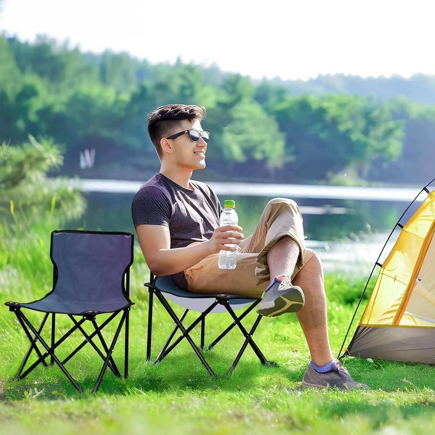 J JOYSAY Midnight Bloom Gradient Portable Camping Chair Lightweight Outdoor Folding Chair for Adults Beach Chair for Outside Camping Sports Travel Beach Hiking