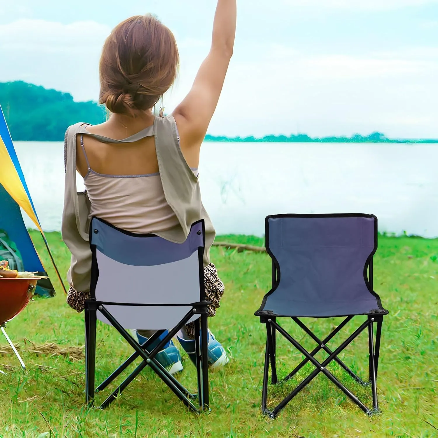 J JOYSAY Midnight Bloom Gradient Portable Camping Chair Lightweight Outdoor Folding Chair for Adults Beach Chair for Outside Camping Sports Travel Beach Hiking