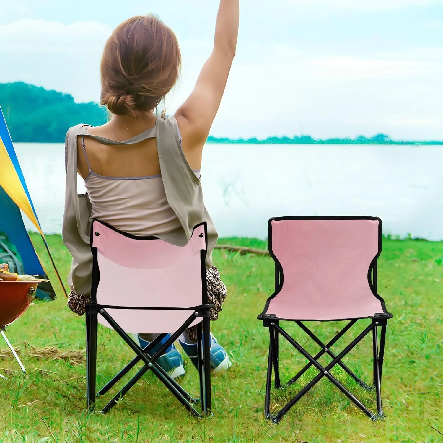 J JOYSAY Nega Gradient Portable Camping Chair Lightweight Outdoor Folding Chair for Adults Lawn Chair for Outside Camping Hiking Travel Sports Beach