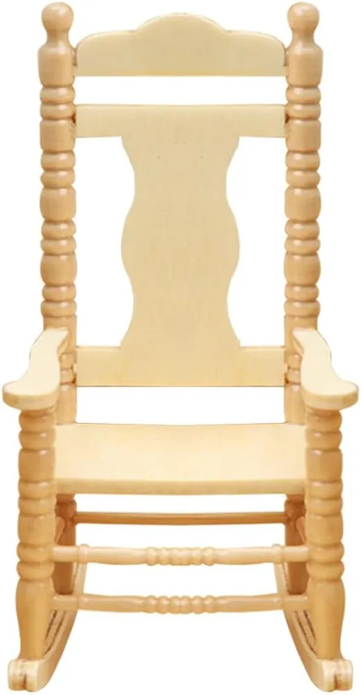Jojofuny Wooden Dollhouse Rocking Chairs - 1:12 Scale Christmas Model Miniature Wooden Rocking Chairs for Dollhouse Accessories and Furniture Decoration