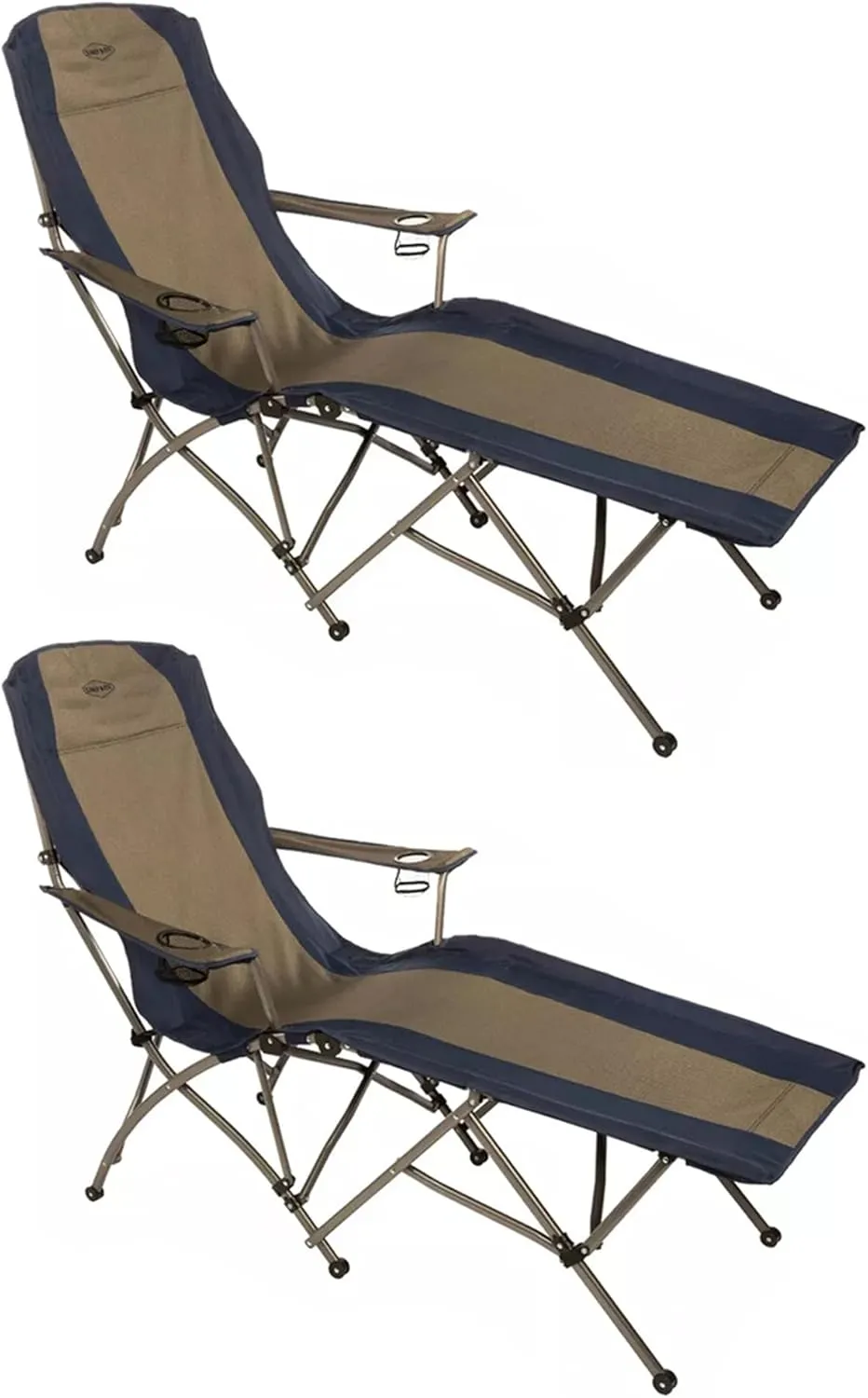 Kamp-Rite KAMPFL145 Heavy Duty Steel Frame Soft Arm Portable Folding Outdoor Weatherproof Camping Lounger Lounge Chair with Carry Bag (2 Pack)