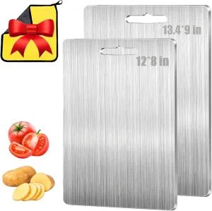 Katuchef Titanium Cutting Boards for Kitchen, Katu Chef Cutting Board, Double-Sided Pure Cut Titanium Chopping Board for Vegetables And Meat (12 * 8 in 13.4 * 9 in)