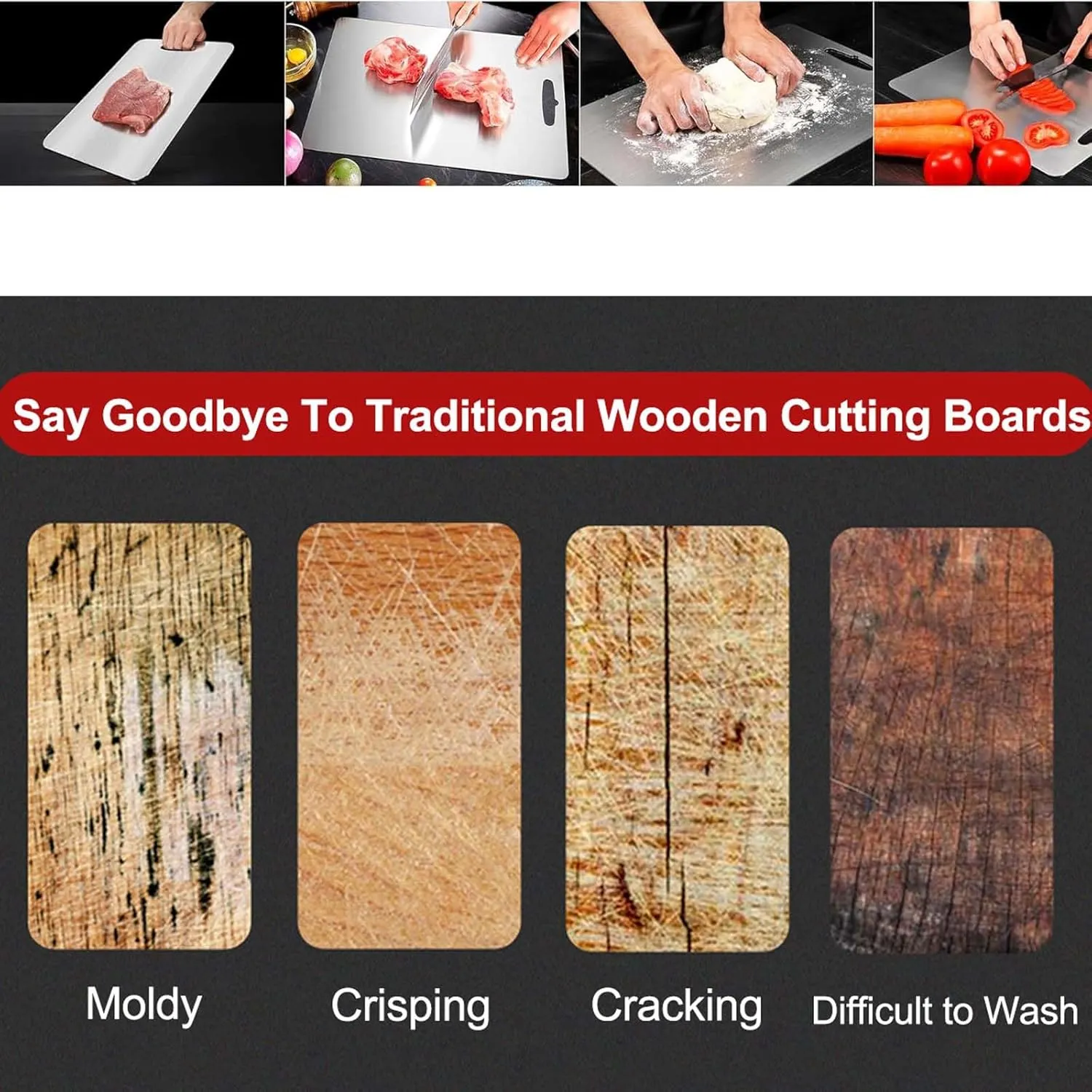 Katuchef Titanium Cutting Boards for Kitchen, Katu Chef Cutting Board, Double-Sided Pure Cut Titanium Chopping Board for Vegetables And Meat (12 * 8 in 13.4 * 9 in)
