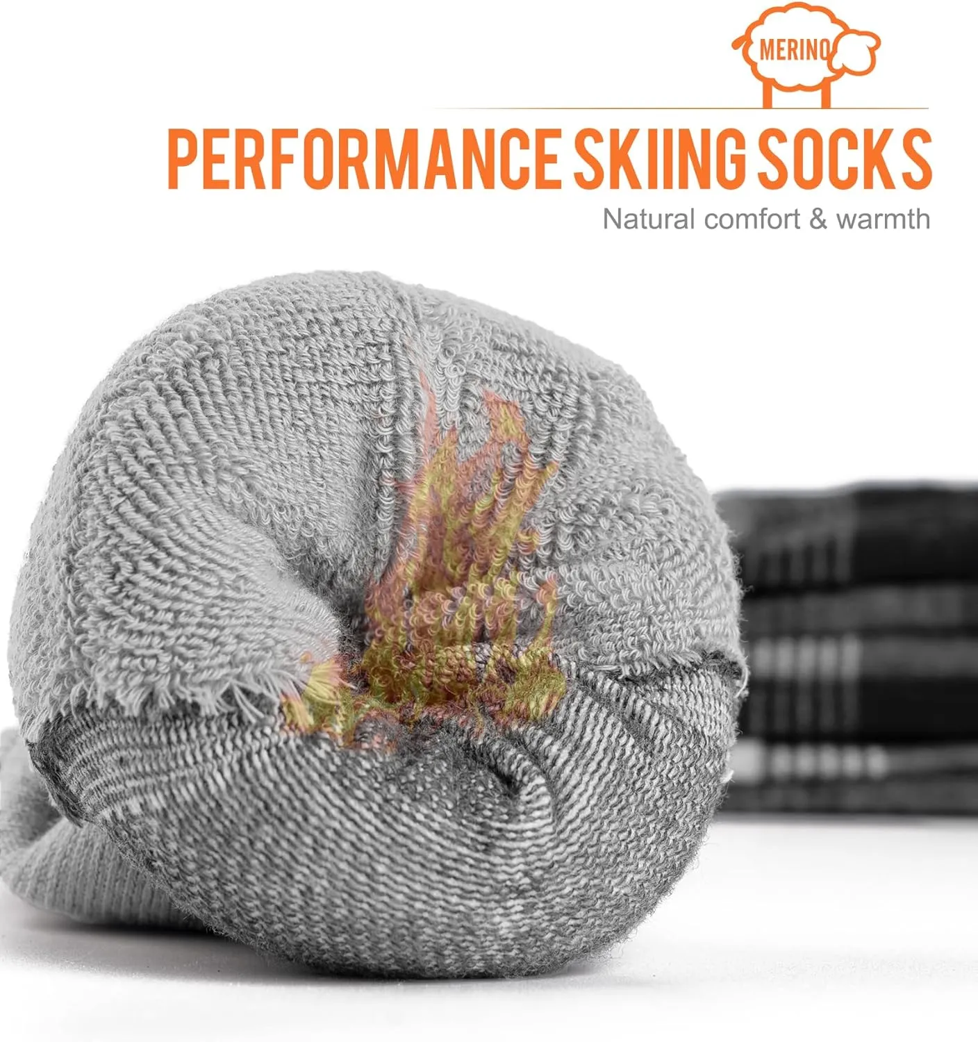 KEECOW Merino Wool Ski Socks for Men & Women Multipairs, Thermal Warm Winter Snowboard Hunting Outdoor - Knee-high