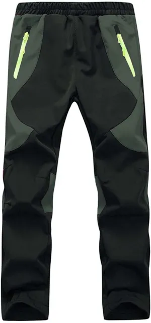 Kids Softshell Trousers Fleece Lined Outdoor Hiking Trekking Pants Skiing Snow Winter Pants Boys Girls