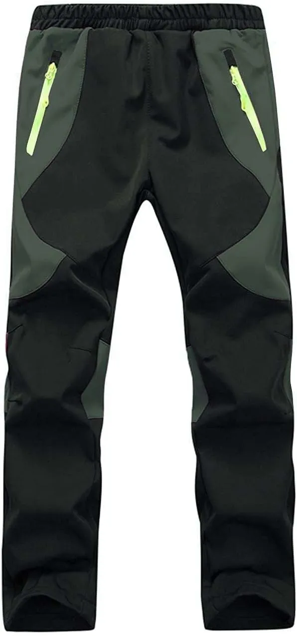 Kids Softshell Trousers Fleece Lined Outdoor Hiking Trekking Pants Skiing Snow Winter Pants Boys Girls