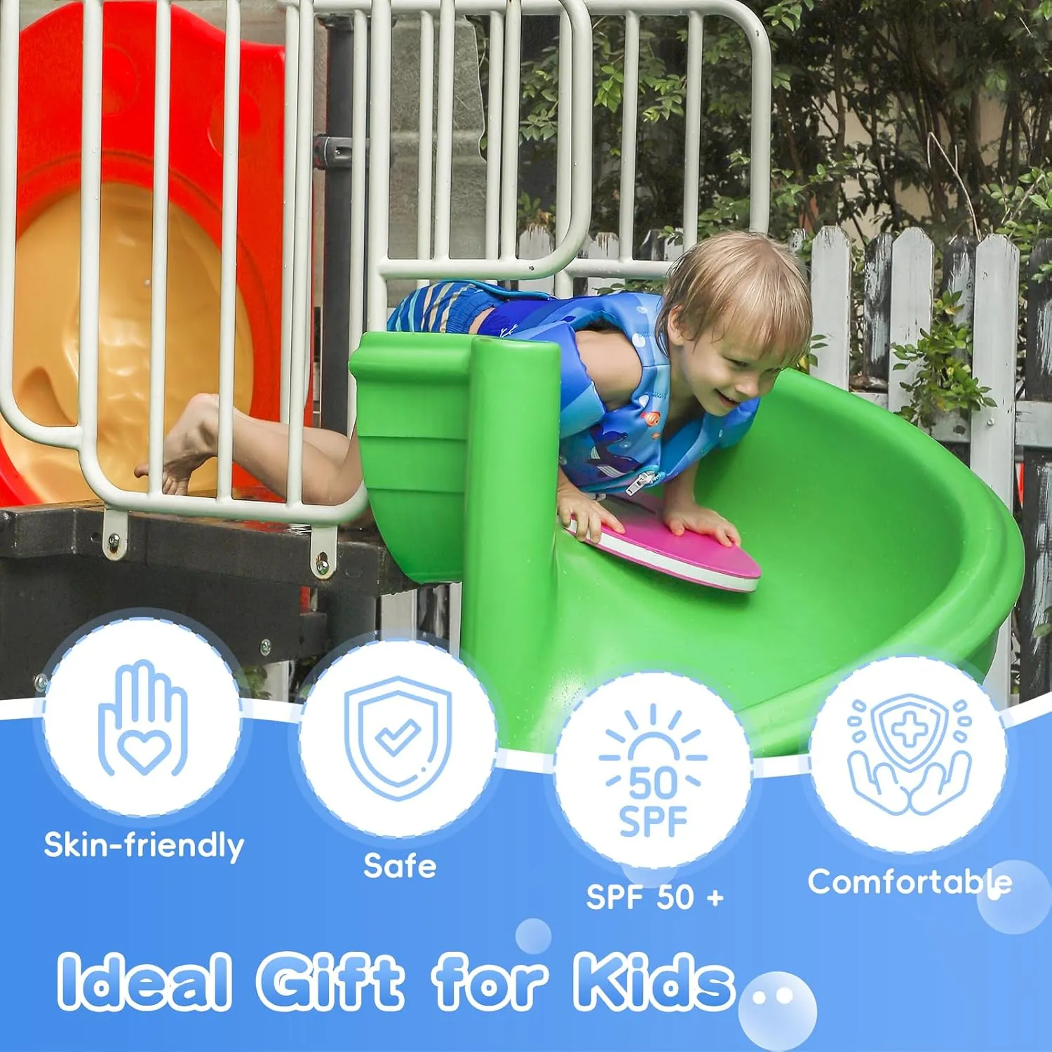 Kids Swim Vest Toddler Floaties Fit 20-44 Lbs Boys and Girls,Kids Swimming Training Vest Adjustable Safety Strap,Toddler Swim Vests with Shoulder Harness Arm Wings for Age 1-6 Years