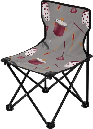 Kigai Cute Cooking Pot Pattern Portable Camping Chair - Lightweight, Compact and Foldable Chair - Perfect for Beach Picnic Hiking, Carry Bag Included