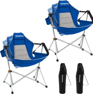 KingCamp Hammock Camping Chair, Swinging Portable Folding Camp Chairs for Adults 400lbs Heavy Duty Foldable Oversized Rocker with Aluminum Alloy Frame Cup Holder Pillow for Outdoor Beach Patio Sport