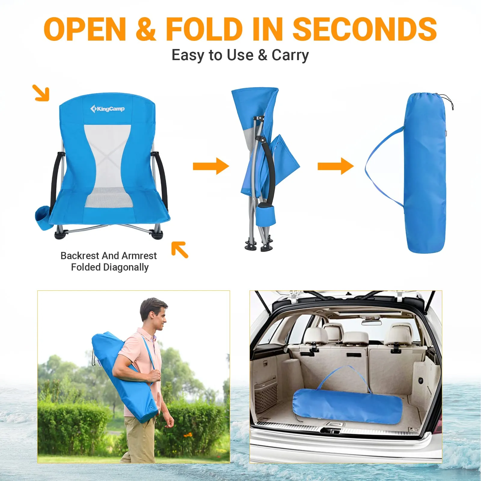 KingCamp Low Back Beach Lightweight Folding Beach Chair