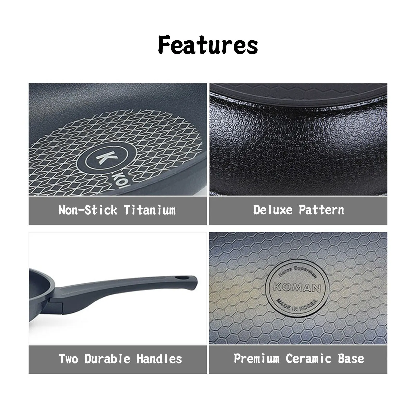 KOMAN Non-Stick Titanium Coating Wok Pan 28cm   Glass Lid
