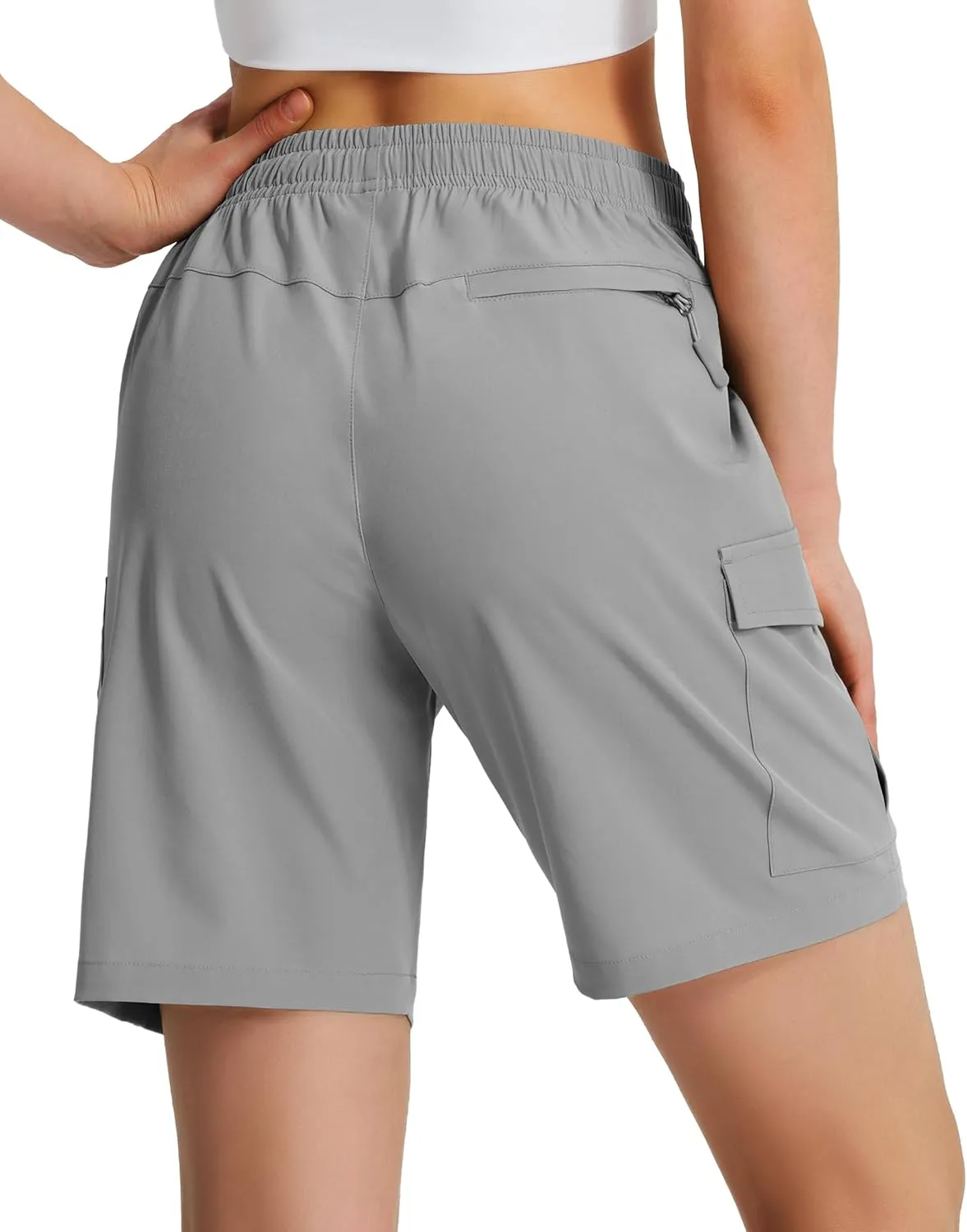 Ksmien Women's 7" Hiking Cargo Shorts Lightweight Quick Dry Ladies Summer Shorts with Zipper Pockets for Travel Golf
