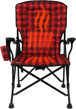 Kuma Outdoor Gear Switchback Heated Chair with Carry Bag, Luxury Heated Outdoor Chair for Camping, Glamping, Sports & Outdoors (Red/Black)