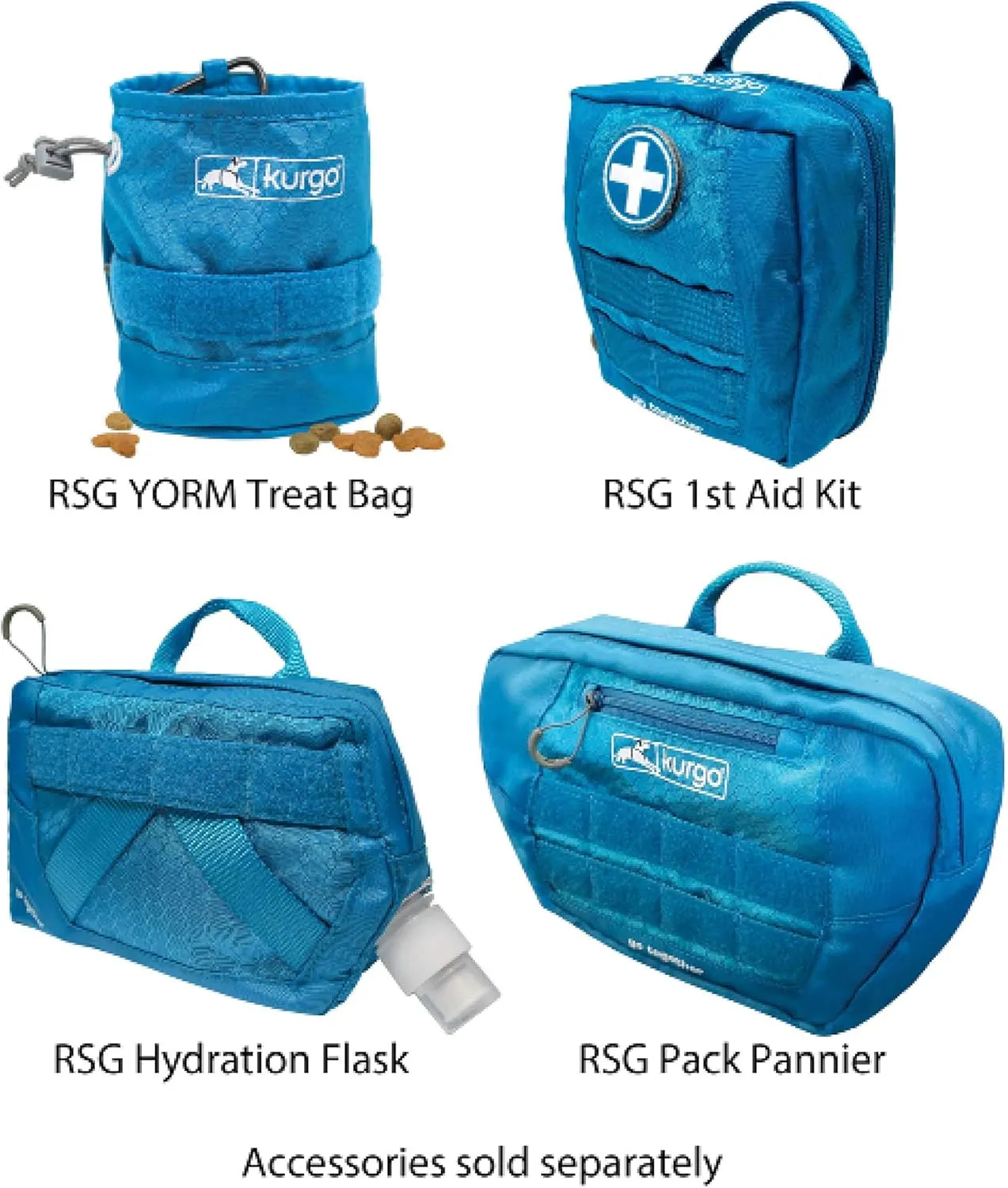 Kurgo Molle Clip Compatible Dog Harness, Molle Vest for Dogs, Service Dog Training Vest, Service Dog Molle Vest, Rsg Townie Dog Harness, for Small, Medium & Large Dogs (Medium, Coastal Blue)