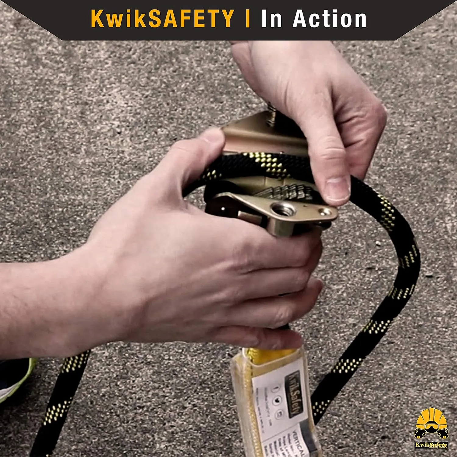 KwikSafety - Charlotte, NC - Tsunami [Premium Braided Rope] Vertical Lifeline ANSI OSHA Rope Grab Snap Hook Shock Absorber Fall Protection Line Kit Restraint System Roofing Safety Equipment / 50 FT.