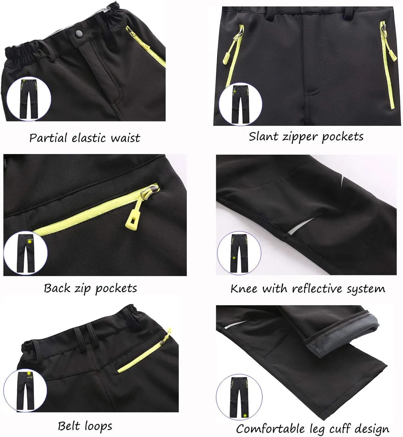 LANBAOSI Kids Boys Girls Waterproof Outdoor Hiking Pants Warm Fleece Lined