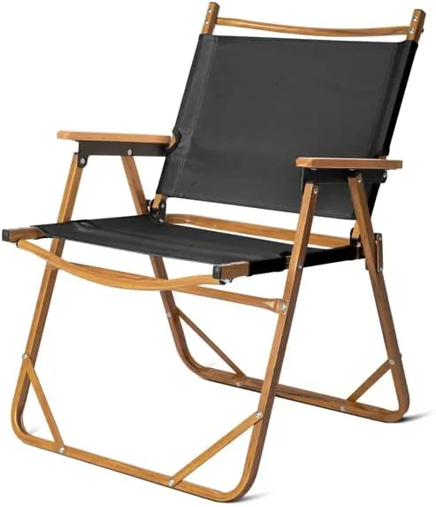 Large Folding Chair, Portable Patio Chair, Lightweight Camping Chair with Aluminum Frame & 600D Oxford Fabric, Outdoor Lawn Chair Beach Chair, for Hiking,Fishing,Garden,Backyard,Black